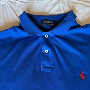 📦Polo by Ralph Lauren Men's MED Classic ROYAL BLUE  Polo  w/red STITCHED logo